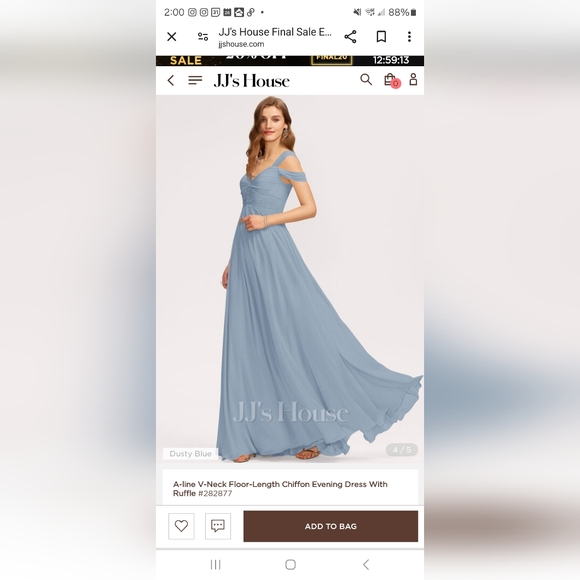 JJs House | Dresses | Jjs House Dusty Blue Aline Vneck Chiffon Evening ...